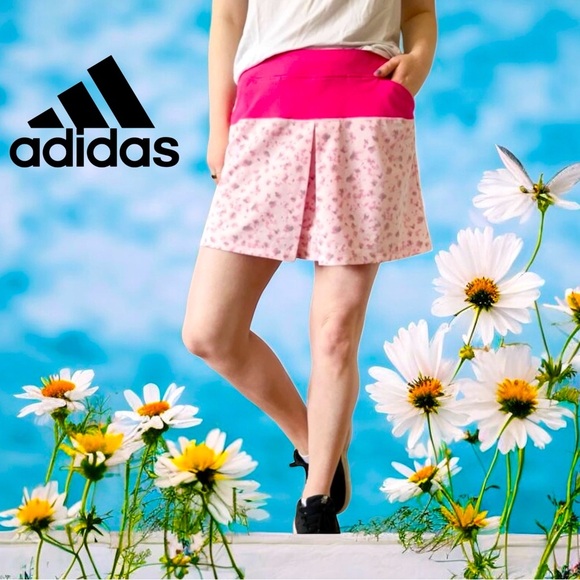 Adidas, Pull On Golf Skort, Size Medium, Pink & White  🏌️‍♀️ - Picture 1 of 10